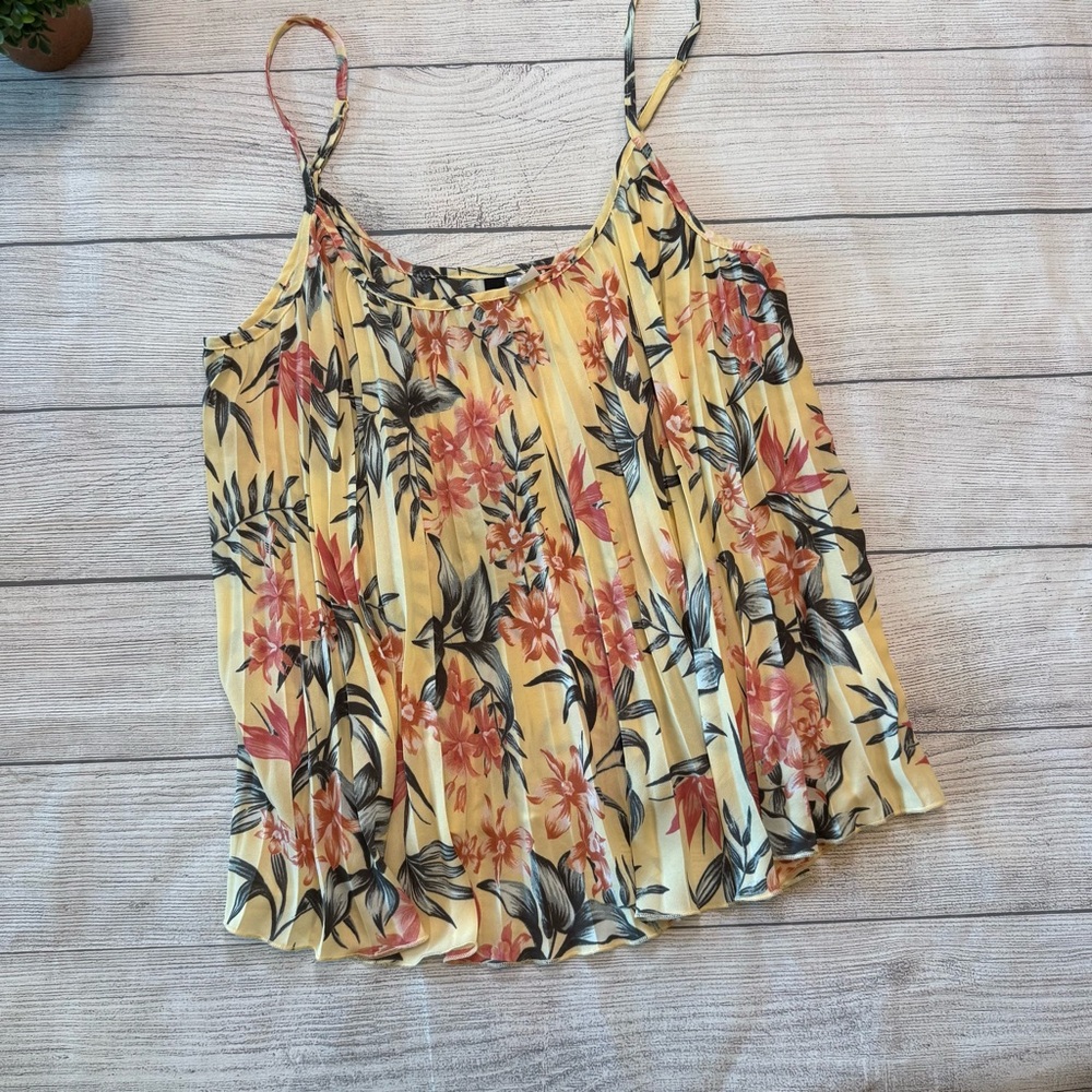 H&M Yellow Floral Spaghetti Strap Tank Top